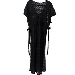 TORRID Sheer Black Lace Dress Cover Up Cinch Waist Side Ties Whimsy-goth SZ 0